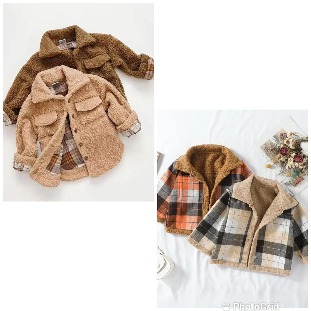 Light Brown Reversible Plaid Jacket