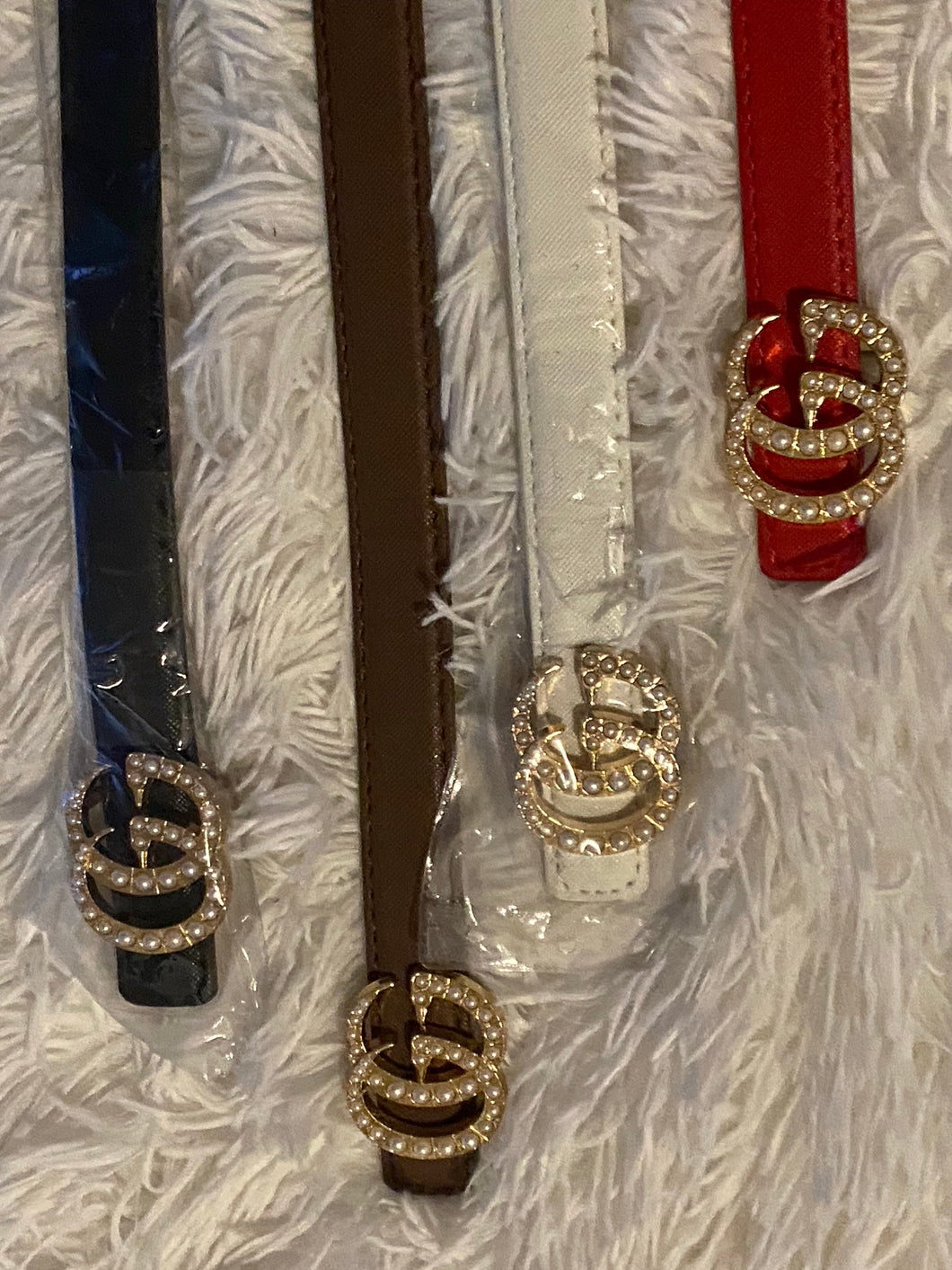 GG Pearl Embellished Belts